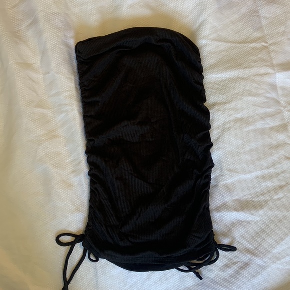 Black Two Piece shirt with crop top set - Picture 2 of 3